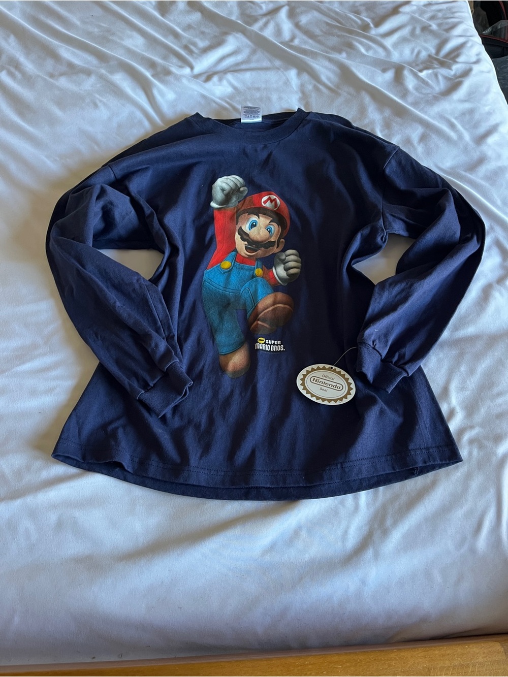 Super Mario Navy Long-Sleeve Kids Tee